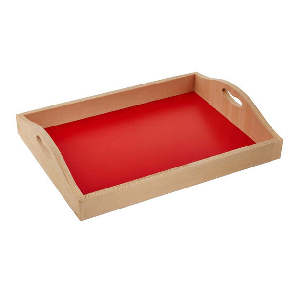 Wooden Montessori Tray Rectangle Shape with Handle Educational Toys Unfinished Tabletop Tray for The Small, Brown